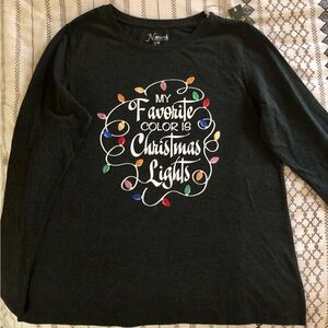 NWT My Favorite Color is Christmas Lights Long Sleeve Christmas T-shirt